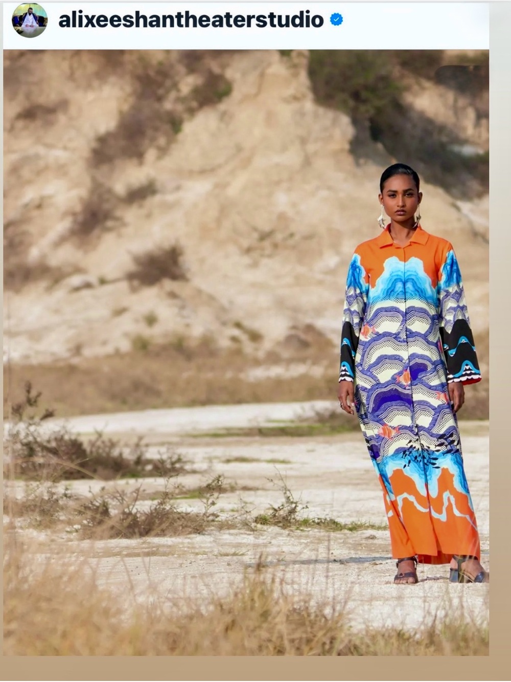 Lulusar x Ali Keeshan Colorblock Shirt Dress - Orange & Teal
